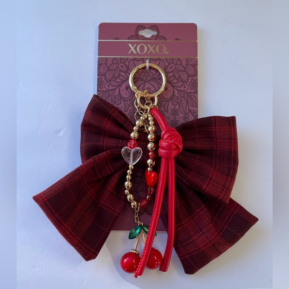 XOXO Bow Charm Keychain Accessory for Handbags Purses Making Decorations nwt